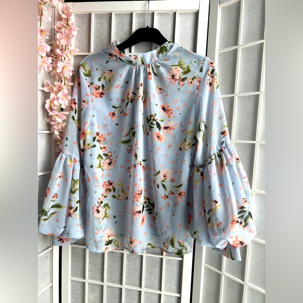 Silky balloon sleeve blouse